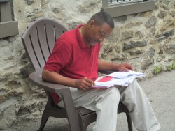 Mike works on homework for the Career Track Learning Program