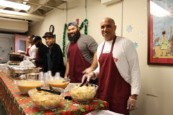 Matthews, Jenkins, Tate, Ngata and Matthews’ dad serving lunch